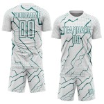 Sublimation Sports Uniform Jersey White Custom Soccer Lightning Teal