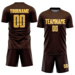 Sublimation Jersey Brown Shape Sports Geometric Uniform Gold-White Soccer Custom