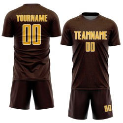 Sublimation Jersey Brown Shape Sports Geometric Uniform Gold-White Soccer Custom
