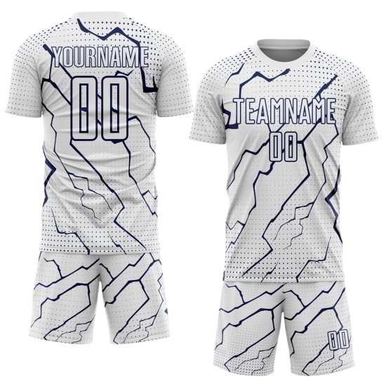Jersey Custom Sports Sublimation Soccer White Lightning Navy Uniform
