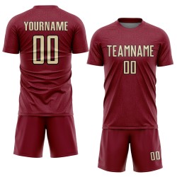 Shape Sublimation Geometric Custom Soccer Sports Uniform Cream-Black Jersey Crimson