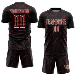 Lightning Black Soccer Uniform Jersey Sublimation Custom Sports Crimson-Cream