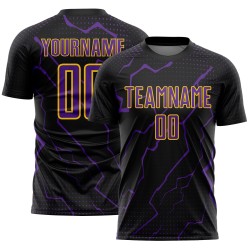 Soccer Purple-Yellow Jersey Uniform Lightning Black Sublimation Custom Sports