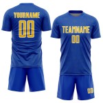 Soccer Jersey Geometric Uniform Shape Sublimation Sports Blue Thunder Yellow-White Custom