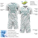 Sublimation Sports Uniform Jersey White Custom Soccer Lightning Teal