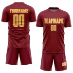 Geometric Jersey Shape Uniform Sublimation Soccer Crimson Gold-White Sports Custom