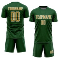 Green Geometric Shape Custom Jersey Sports Sublimation Uniform Gold-White Soccer Old