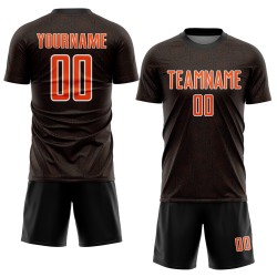 Sublimation Sports Uniform Soccer Black Shape Custom Geometric Jersey Orange-White