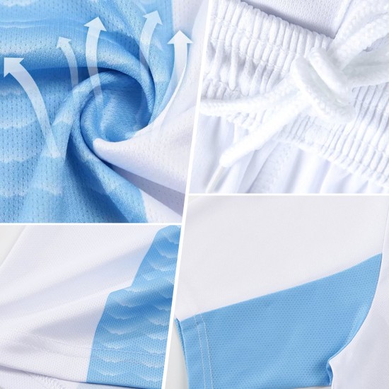 Light Uniform Jersey Geometric Sports Blue-White Soccer Shape Custom Navy Sublimation