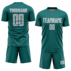 Sublimation Gray-White Geometric Uniform Jersey Custom Shape Soccer Sports Teal