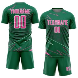 Kelly Sports Pink-White Sublimation Custom Uniform Soccer Lines Jersey Green