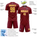 Geometric Jersey Shape Uniform Sublimation Soccer Crimson Gold-White Sports Custom