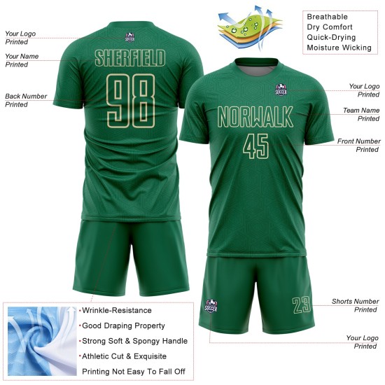 Kelly Sports Shape Jersey Sublimation Custom Uniform Geometric Cream Green Soccer