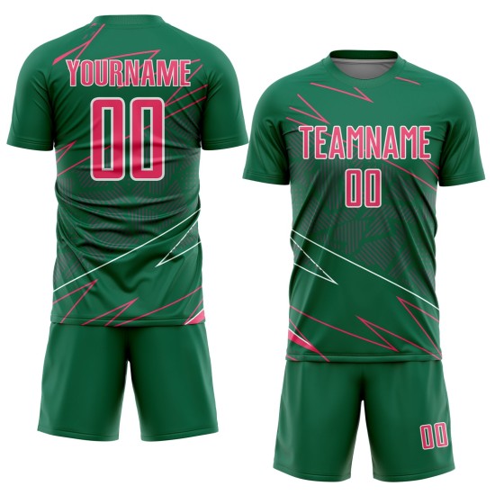 Soccer Pink-White Custom Sports Jersey Neon Green Kelly Uniform Sublimation Lines