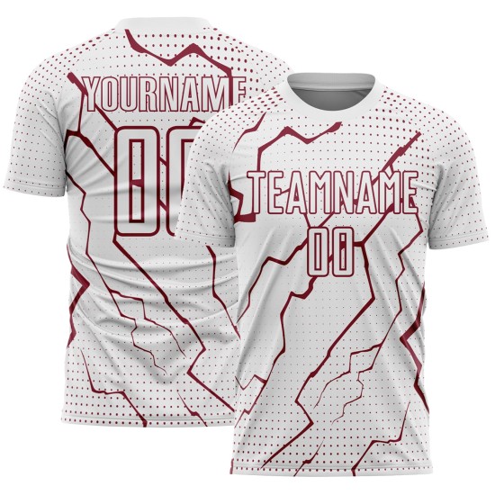 Lightning Crimson Jersey Sports Soccer White Uniform Sublimation Custom
