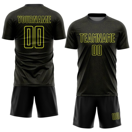 Shape Geometric Neon Sports Black Yellow Sublimation Custom Jersey Uniform Soccer