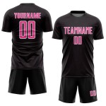 Pink-White Sublimation Soccer Sports Geometric Jersey Custom Black Uniform Shape