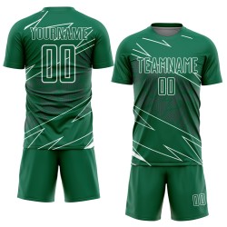 Green Sublimation Uniform White Jersey Sports Custom Lines Kelly Soccer