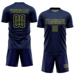 Uniform Shape Neon Geometric Sublimation Custom Sports Soccer Yellow Jersey Navy