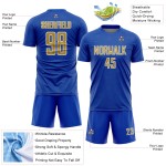 Sports Thunder Soccer Sublimation Shape Blue Geometric Jersey Uniform Gold-White Old Custom