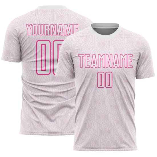 Jersey Soccer Uniform Custom White Shape Geometric Sublimation Sports Pink