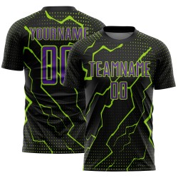 Purple-Neon Jersey Black Custom Uniform Green Sports Soccer Sublimation Lightning
