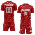 Lightning Soccer Sports Jersey Sublimation Gray-White Custom Red Uniform