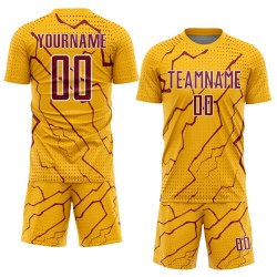 Sublimation Uniform Lightning Crimson-White Soccer Jersey Sports Gold Custom