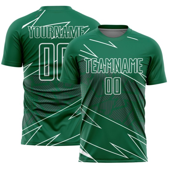 Green Sublimation Uniform White Jersey Sports Custom Lines Kelly Soccer